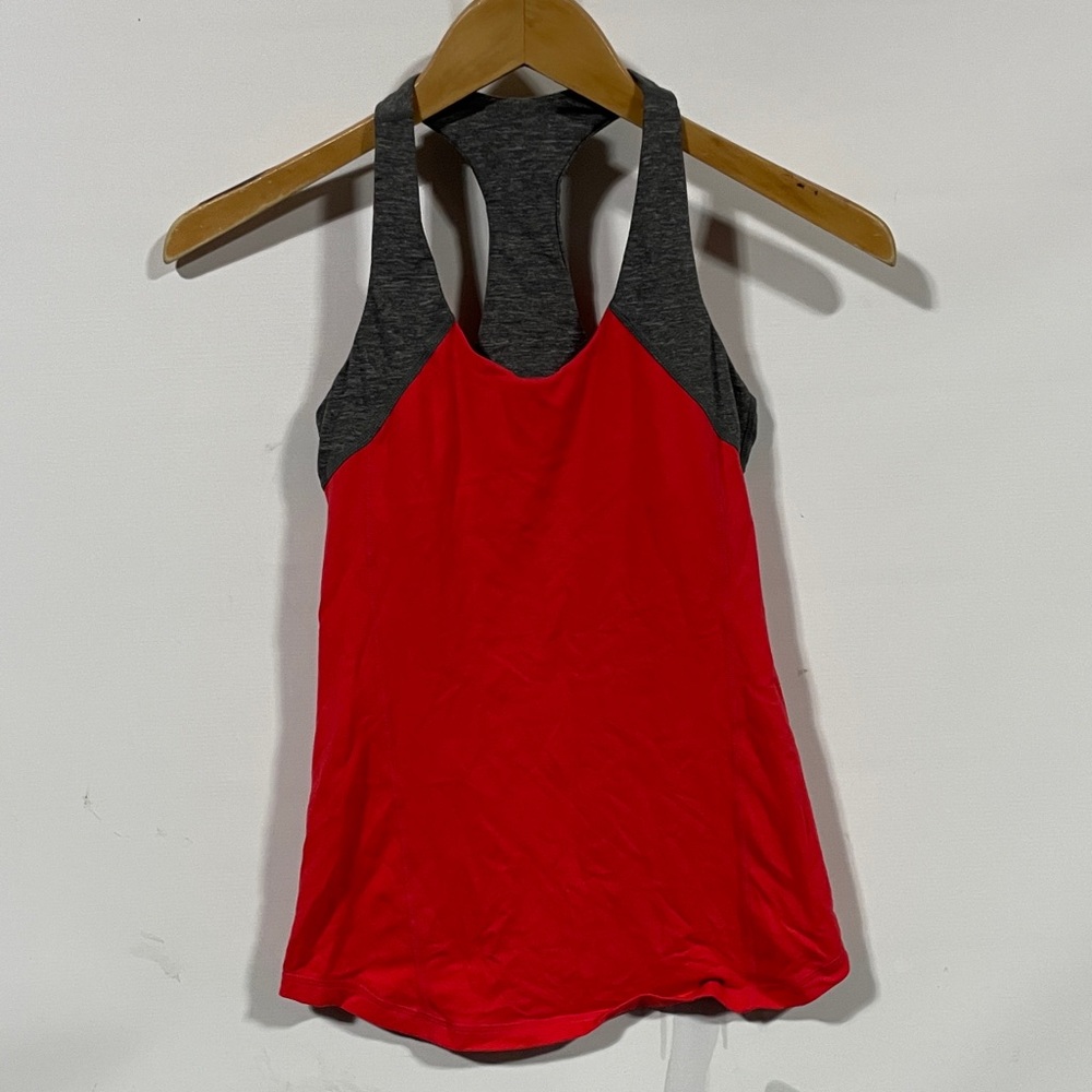 Lululemon athletica Red and Gray Women's Racerback Tank Top